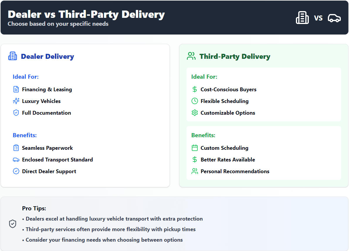 Dealer's Car Delivery Service vs 3rd Party Shipper - Better Decision?