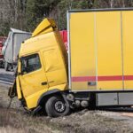 Yellow color Truck Accident