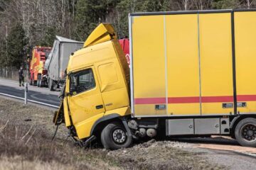 Yellow color Truck Accident