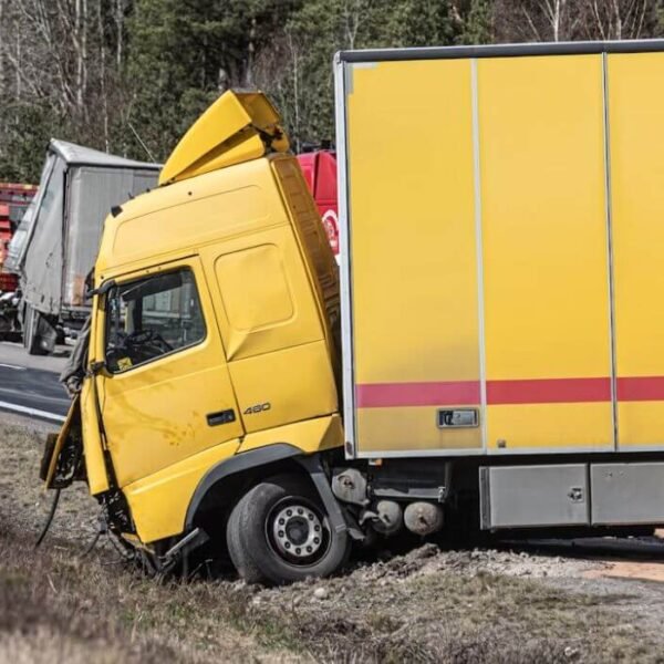 Yellow color Truck Accident