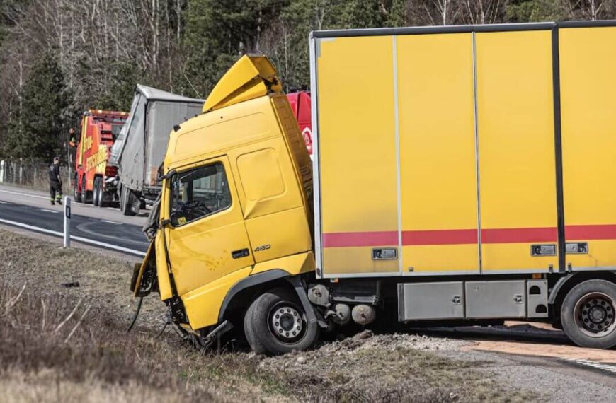 Yellow color Truck Accident