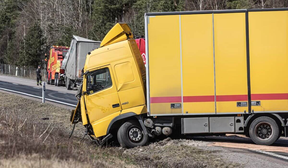 Yellow color Truck Accident