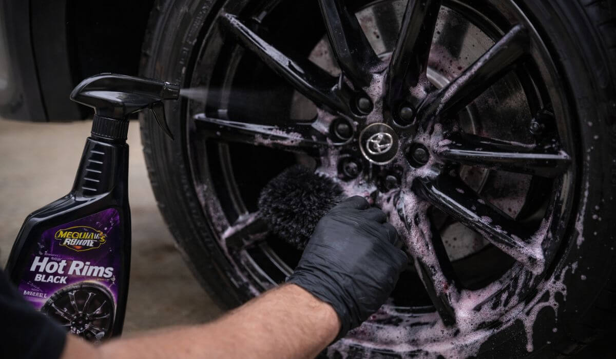 Testing wheel cleaner on black wheels